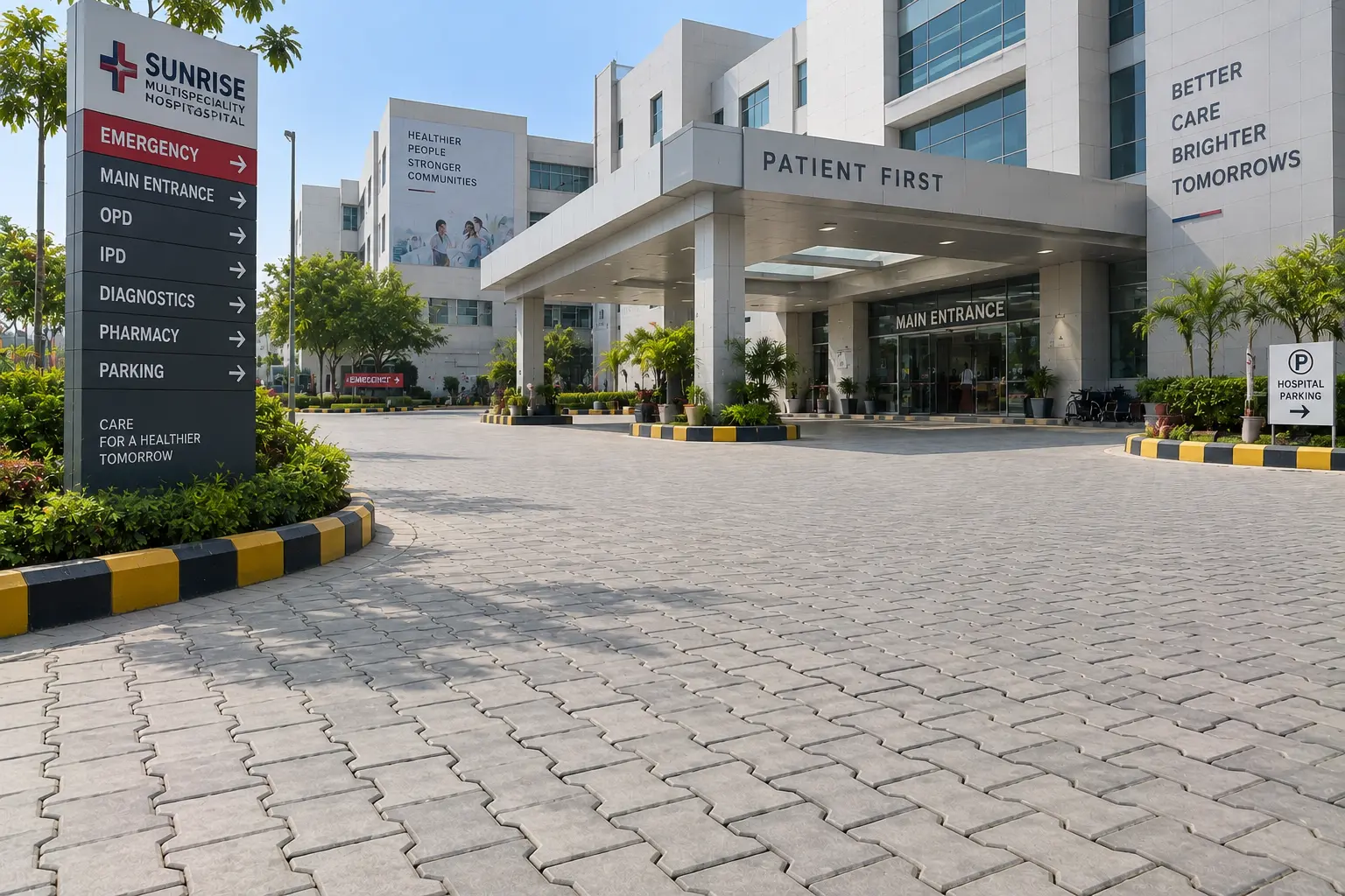 Hospitals paver block application